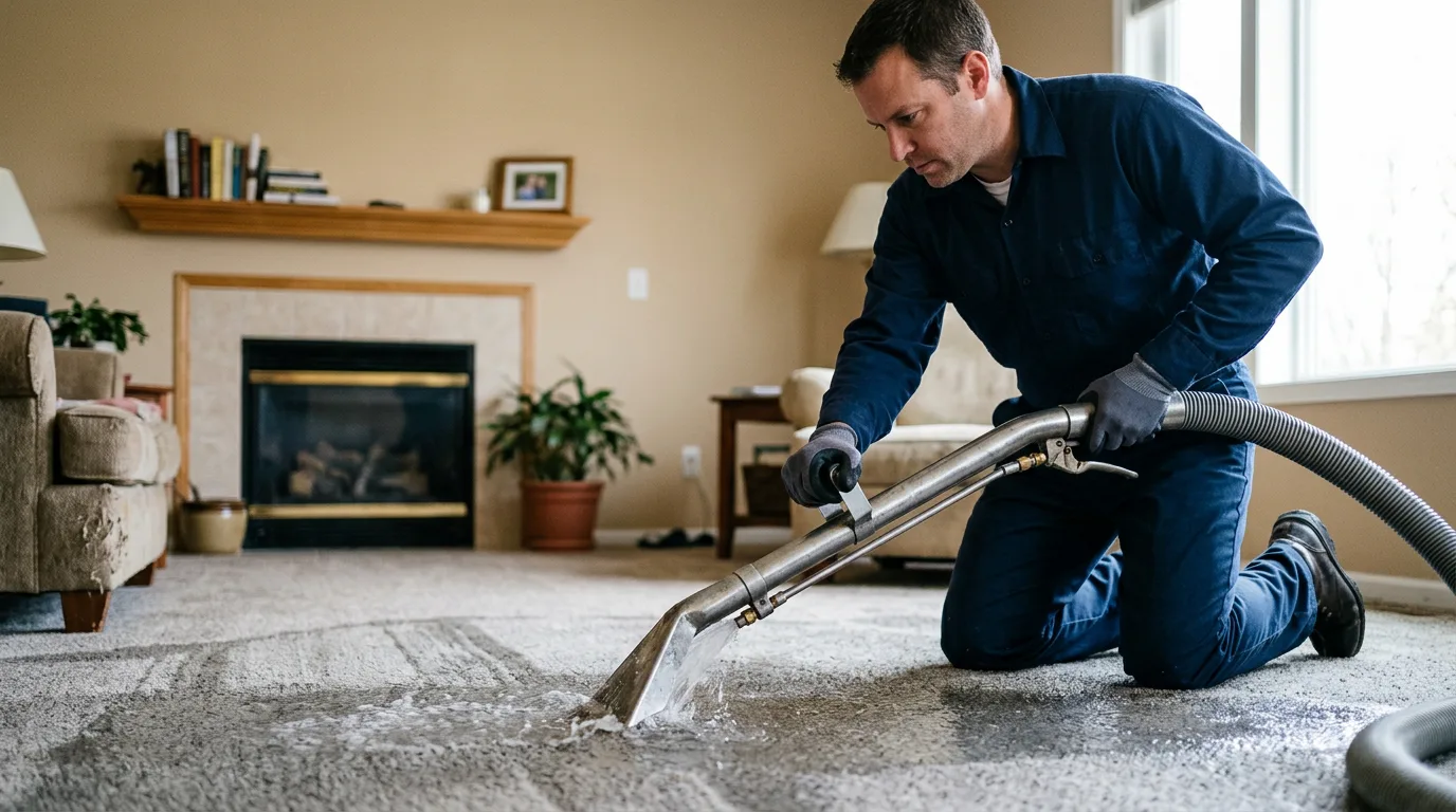 Water damage restoration technician working near Lowry, MN